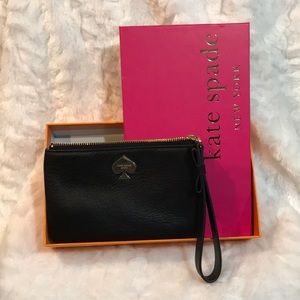 Kate Spade Black Pebble Leather Wristlet NWOT